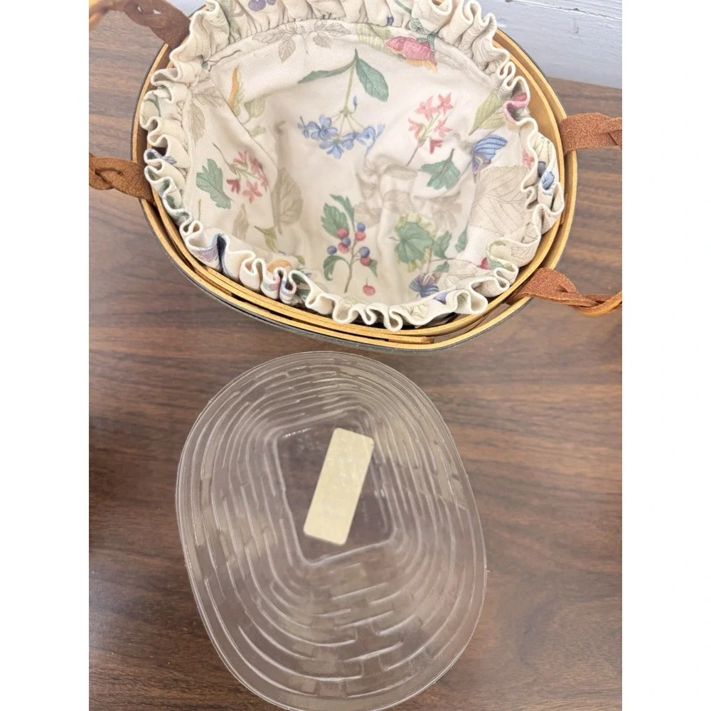 Longaberger Renewal Basket 1999 Floral Botanical Fabric & Plastic Liner